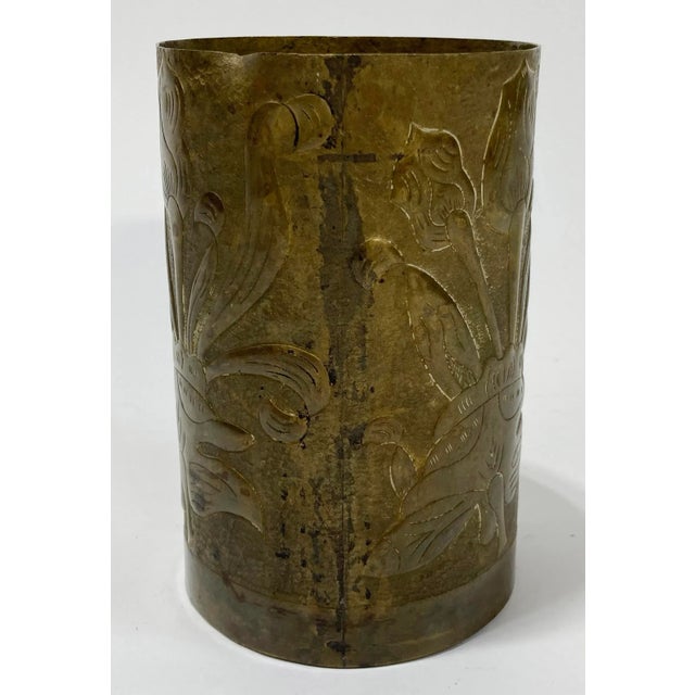 Antique Brass Trench Art Vessel For Sale - Image 4 of 5