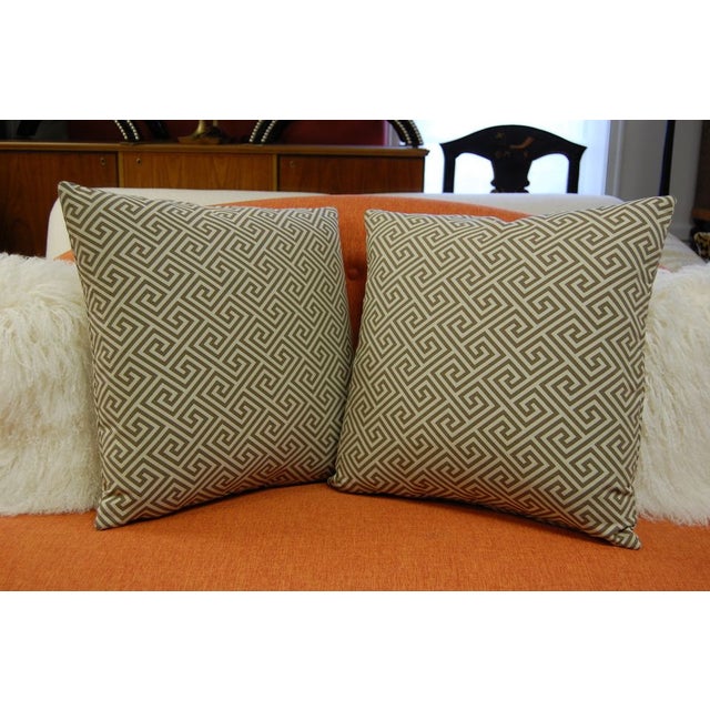 A fabulous pair of plush custom 22″ × 22″ knife edge pillows. Each features a hidden zipper. Down and feather blend...