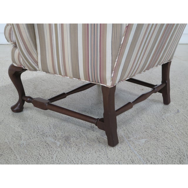 Queen Anne Stretcher Base Mahogany Wing Chair For Sale - Image 10 of 13