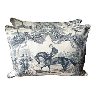 Custom Kravet "Gladiateur" Equestrian Toile Pillows-a Pair For Sale
