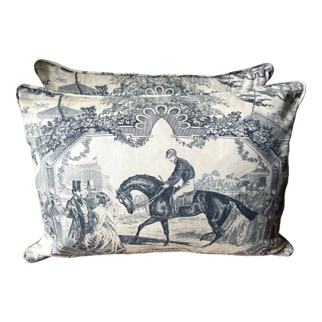 Custom Kravet "Gladiateur" Equestrian Toile Pillows-a Pair For Sale