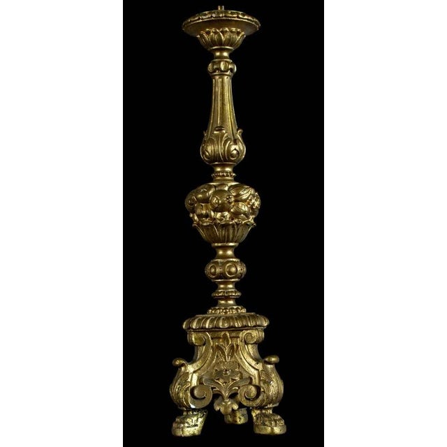 Belgian Carved Giltwood and Gesso Candlestick, 1900s For Sale - Image 4 of 9