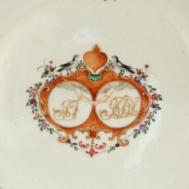 Antique 18th Century Chinese Export Porcelain Marriage or Wedding Cup & Saucer - 2 Pieces For Sale In Philadelphia - Image 6 of 11