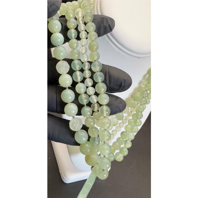 Chinese 1970s Chinese Export Jadeite Moth Pendant Multi Strand Beaded Necklace For Sale - Image 3 of 17