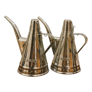 Portuguese Inox Oil and Vinegar Cruets, 1970s, Set of 2 For Sale
