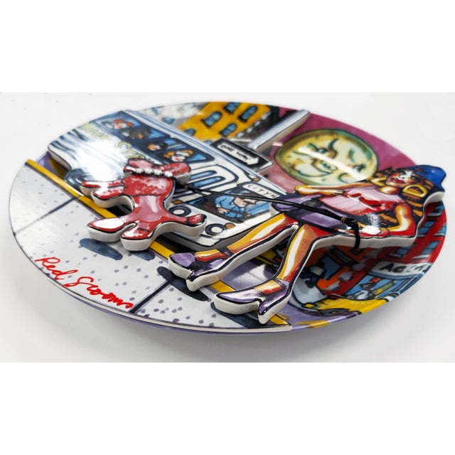 Contemporary Red Grooms, Moonstruck, Limited Edition 3d Porcelain Plate With Rhinestones, 1994 For Sale - Image 3 of 5