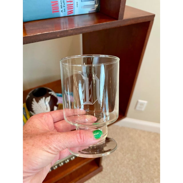 Mid 20th Century “n” Etched Glasses- Set of 4 For Sale In Nashville - Image 6 of 7