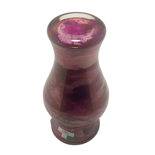 Italian Hand-Painted Marbled Glass Vase For Sale - Image 4 of 10