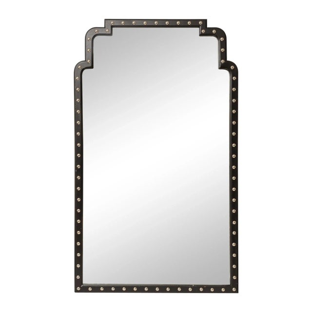 Great looking Pair Tall Wood Wall Mirrors With Large Nickel Nail Heads, Mid Century, C1980-1990. This pair is backed with...