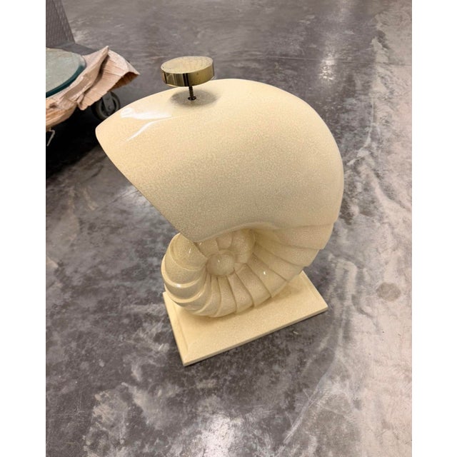 Ivory Vintage Coastal Oversized Sculpted Nautilus Shell Accent Table For Sale - Image 8 of 9