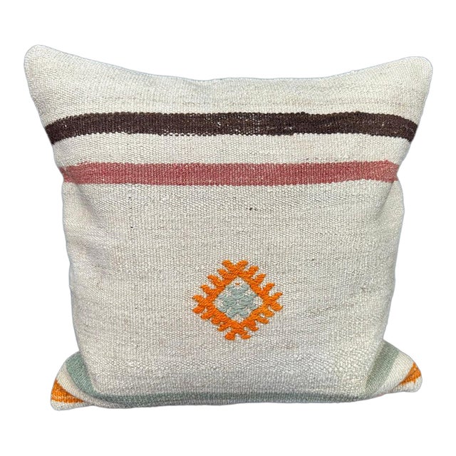 Turkish Hemp Pillow Cushion Natural Beige Orange Cushion Cover 20x20 For Sale