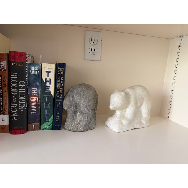 Pair of Signed Eugene Gauss Marble Animal Sculptures, Polar Bear (1973) & Elephant (1975) For Sale In Houston - Image 6 of 10