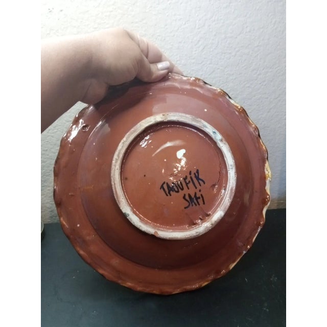 GORGEOUS Signed Redware Safi Clay 10" Bowl From Morocco This GORGEOUS redware Safi clay bowl from Morocco features a...
