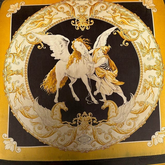 Louis Xvi, French Arm Chair, Versace Fabric, Giltwood, France, 1960s For Sale - Image 11 of 12