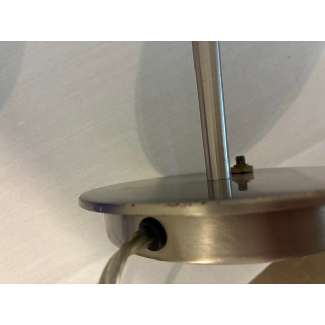 Postmodern German Holtkötter Satin Nickel & Cobalt Blue Glass Desk Lamp For Sale - Image 4 of 12