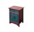 Brick Red Oriental Red Blue Doors Golden Butterflies Fishes Graphic End Table Nightstand For Sale - Image 8 of 8
