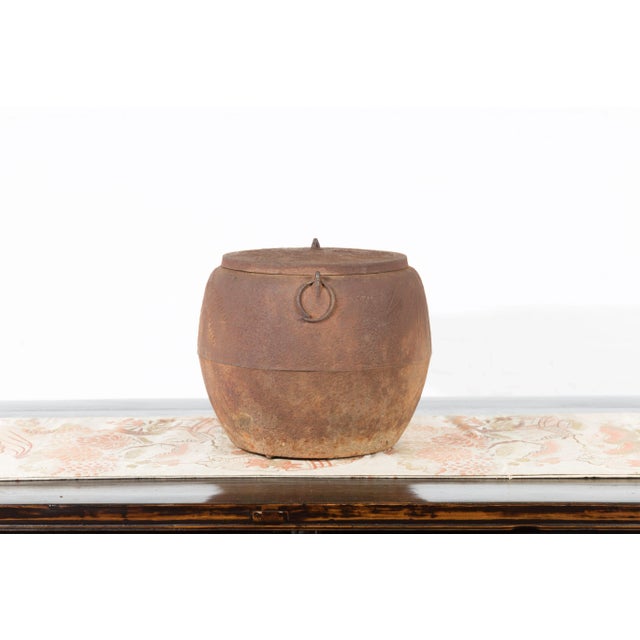 Japanese Meiji Period 1900s Distressed Iron Cooking Pot with Foliage Motifs For Sale - Image 10 of 12
