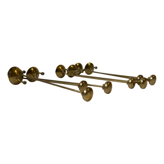 Mid-Century Scandinavian Brass Christmas Tree Candleholders, 1960s, Set of 7 For Sale