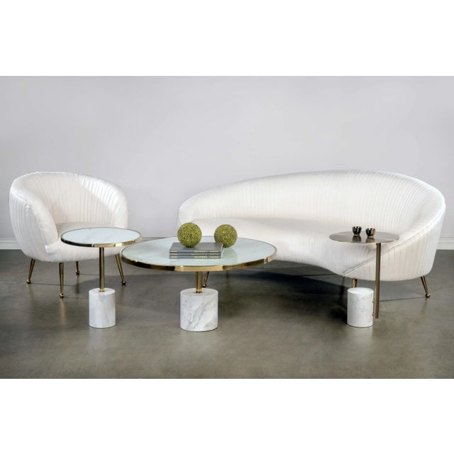Contemporary Emmy Marble Base Drink Table in White For Sale - Image 3 of 4