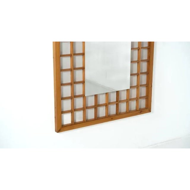 Large Mirror with Wooden Grid, Italy, 1960s For Sale - Image 4 of 9