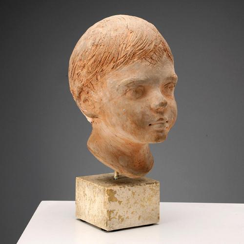 Portrait of a Boy in Terracotta from Mario Bertozzi For Sale - Image 12 of 12