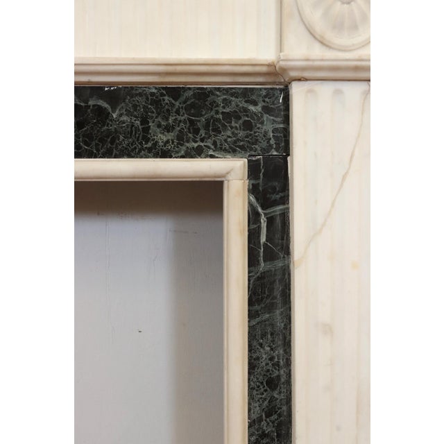 White Regency White Marble Mantel With Emerald Green Marble Inlay For Sale - Image 8 of 13