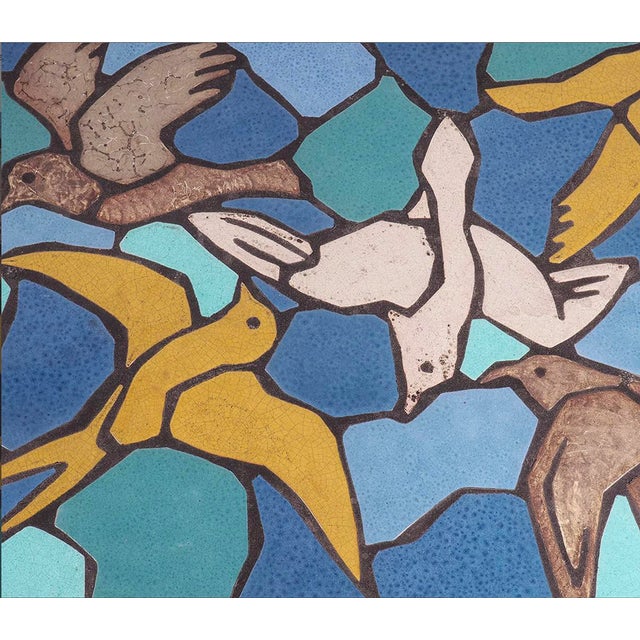 1970s Vintage Metal Coffee Table in Ceramic Mosaic with Bird Motif, 1970s For Sale - Image 5 of 11