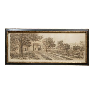 Antique Charles Gondel Mailman Horse & Carriage Panoramic Landscape Etching 25" For Sale