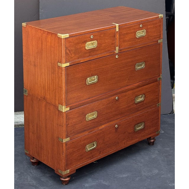 Brown British Military Officer's Campaign Chest Dresser of Brass-Bound Mahogany For Sale - Image 8 of 11