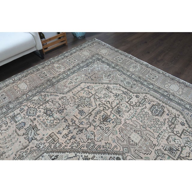 1970s 1970s Vintage Persian Handmade Wool Cotton Light Gray Area Rug For Sale - Image 5 of 11