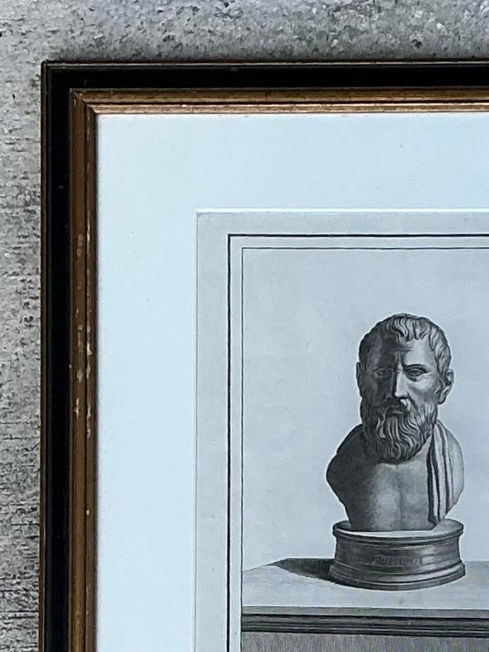 Vintage 18th Century Italian Etchings of Roman Busts - Set of 2 - Side view