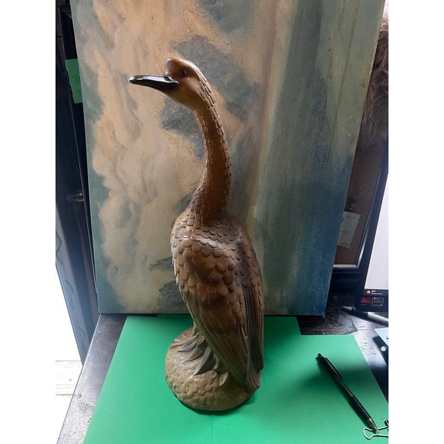Mid-Century Modern 1970s Standing Brown Goose Sculpture For Sale - Image 3 of 12