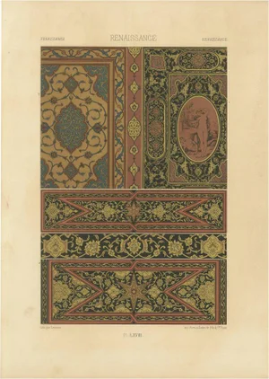 Renaissance Panel Ornament Arabesque and Grotesque Motifs, 1869, Lithograph