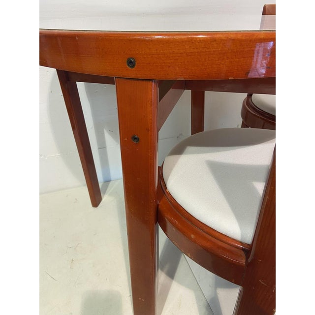 Italian Red Lacquered Wooden Breakfast Table and Chairs by Gianfranco Frattini, 1975, Set of 5 For Sale - Image 12 of 16