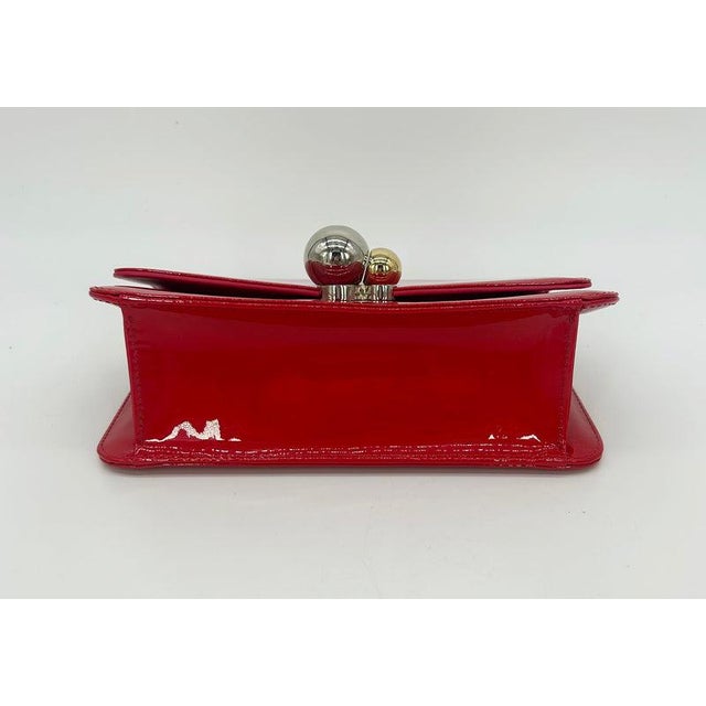 Mid 20th Century Christian Dior Red Patent Leather Tribale Chain Flap Bag For Sale In Philadelphia - Image 6 of 11