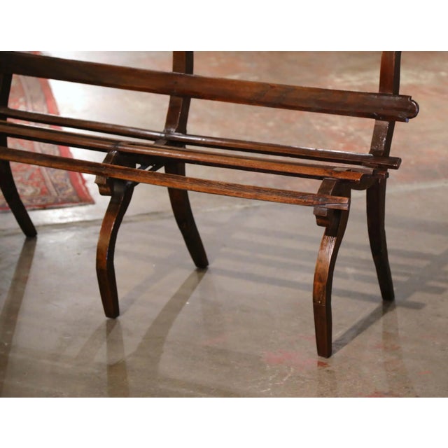 French Country 19th Century French Louis Philippe Oak Bench With Curved Legs For Sale - Image 3 of 11
