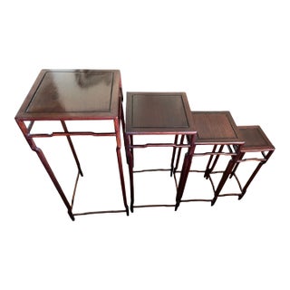 1980s Chinese Rosewood Ming Style - Set of 4 Nesting Tables For Sale