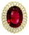 15.74 Rubellite Tourmaline Diamond Double Halo 18k Yellow Gold Cocktail Ring, Size 6.25 For Sale