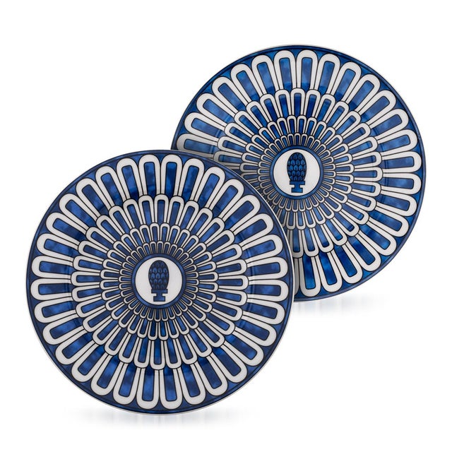 French Ceramic Bleus Dailleurs Dessert Plates by Hermes for Hermès, 2000s, Set of 2 For Sale - Image 15 of 15