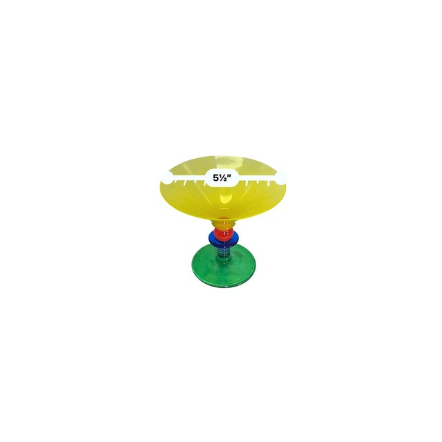 Mid 20th Century Harlequin Berit Johansson Gense Glass Bowl/Compote Yellow Green Red Blue Signed For Sale - Image 4 of 6