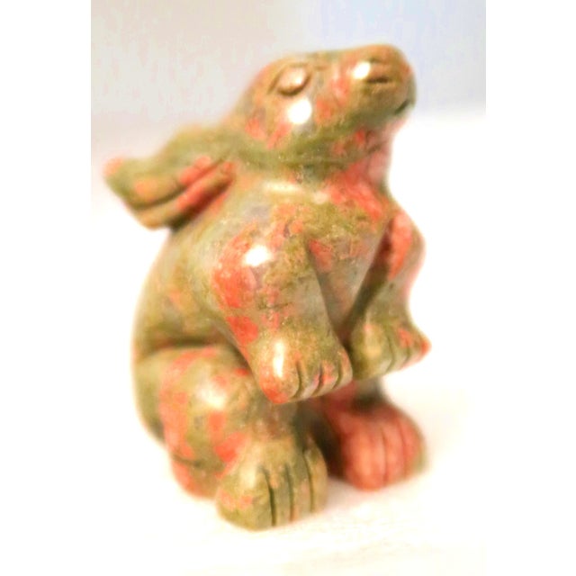 Figurative Well-Carved Miniature Bunny Rabbit of Unakite Jasper (Unakyte), Naturally Orange and Green! | Said to Be the Spirit of Carpe Diem For Sale - Image 3 of 7