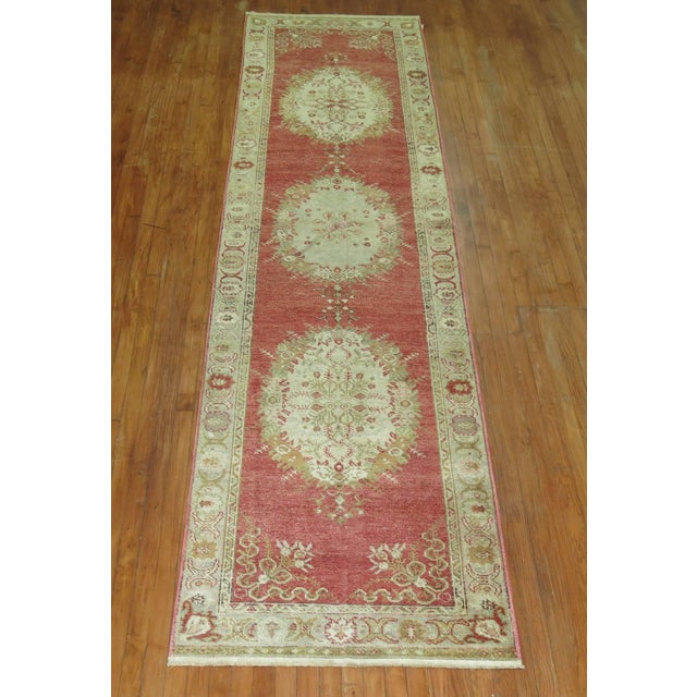 Contemporary Vintage Oushak Runner - 3'3" x 12'8" For Sale - Image 3 of 6