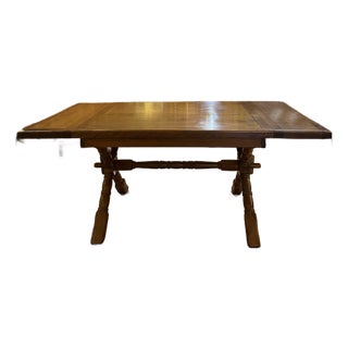 Vintage Trestle Refectory Dining Table With 2 Leaves For Sale