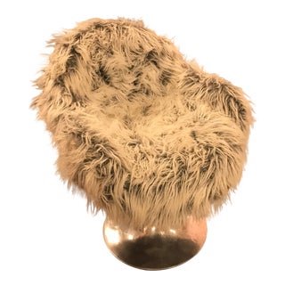 Tulip Finnish Loung Chair, W/ Long Hair Mongolian Upholstery, Vintage For Sale