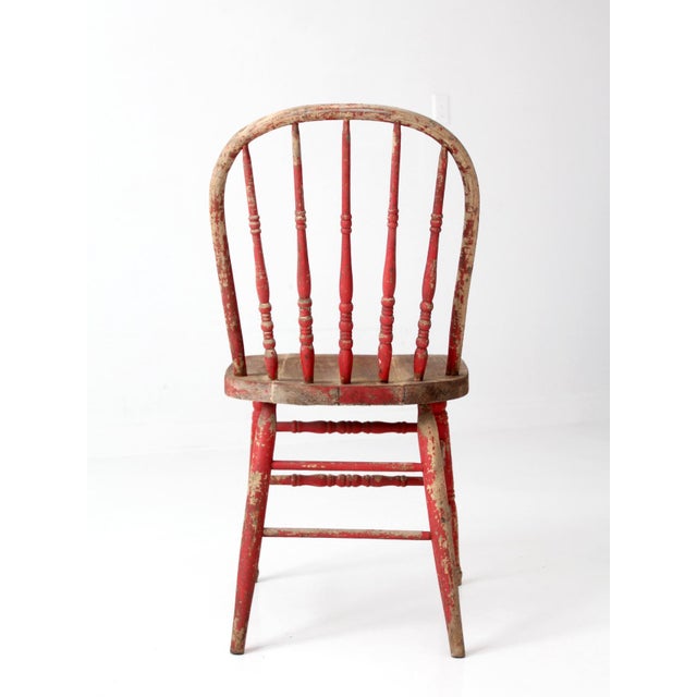 Antique Red Windsor Spindle Back Farmhouse Chair For Sale - Image 13 of 17
