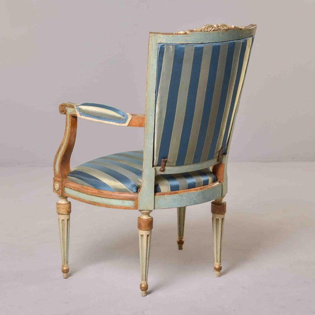 Late 18th Century European Neoclassical Painted & Parcel-Gilt Armchair For Sale - Image 11 of 12