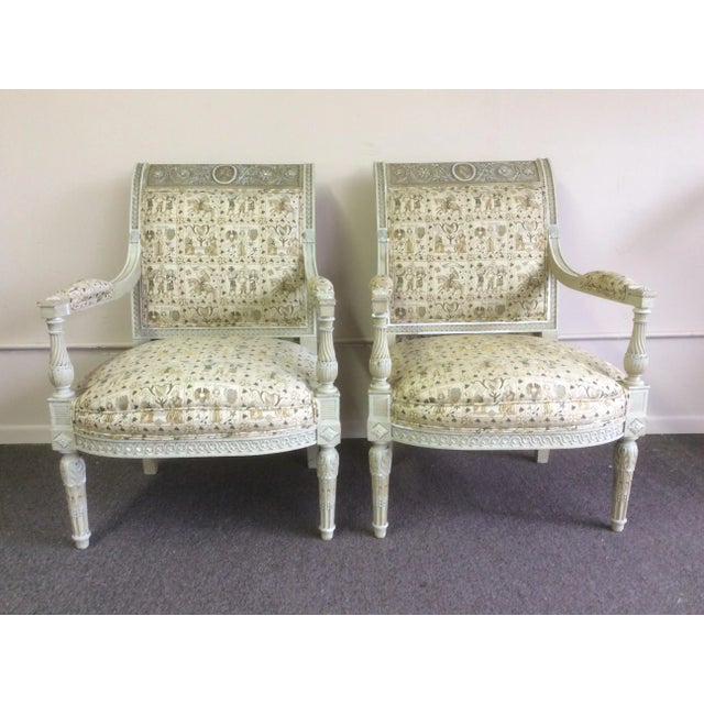 French Carved and Painted Armchairs With Portraits - a Pair For Sale - Image 13 of 13