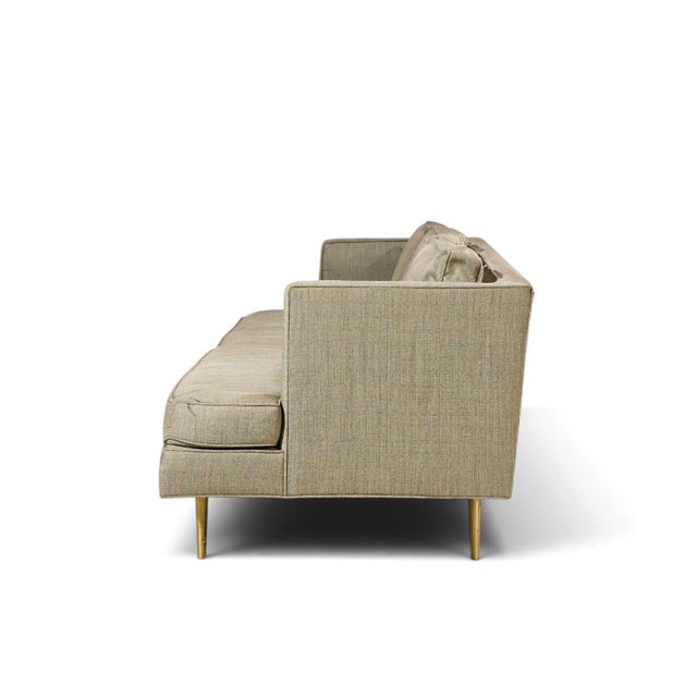 Dunbar Furniture Edward Wormley for Dunbar Model 4907 Mid Century Brass Leg Sofa For Sale - Image 4 of 9