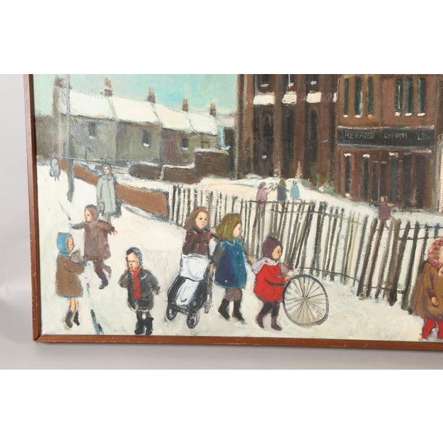 Mid 20th Century John Ash (British, 1926-1999) Snowy Urban Scene, Oil on Canvas For Sale In San Antonio - Image 6 of 9