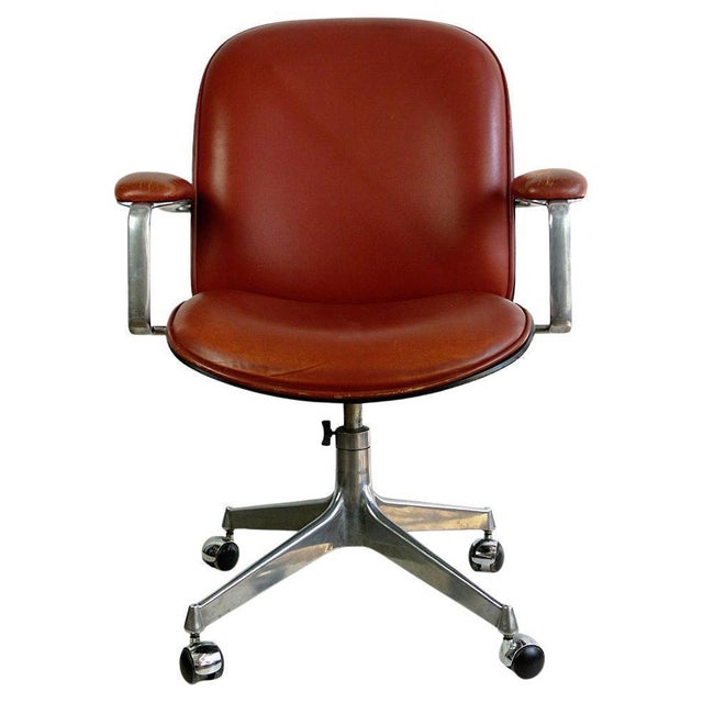 Mid-Century Italian Red Office Armchair attributed to Ico Parisi for Mim Roma, 1960s For Sale - Image 16 of 16